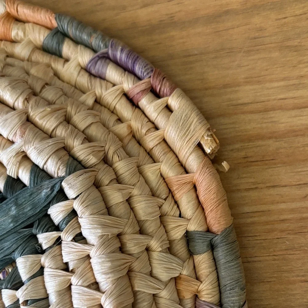 Vintage Handwoven Wicker Pastel Southwestern Basket Casserole HotPad Wall‎ Decor